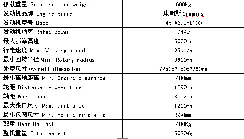 徐州啟揚(yáng)出口專用甘蔗裝載機(jī)QZ-4200技術(shù)參數(shù)